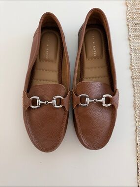 Kelly & Katie Brown Pebbled Leather Loafers with Silver Bit